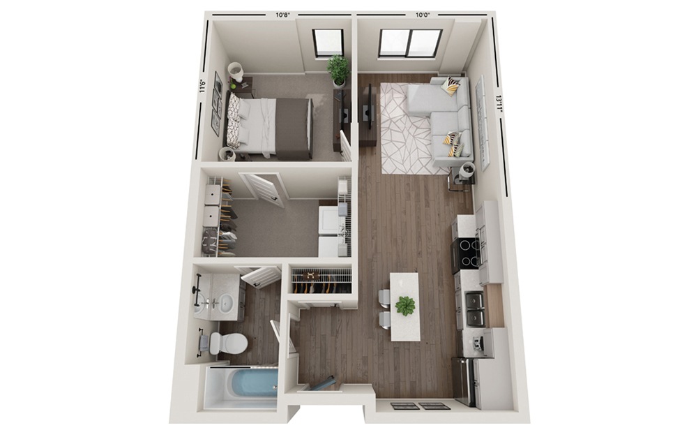 Latitude - Studio floorplan layout with 1 bathroom and 638 square feet